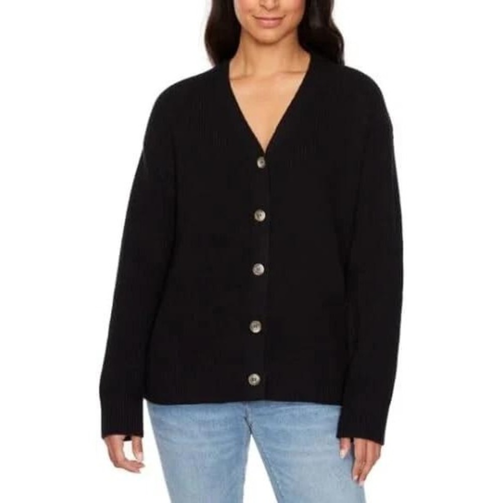 NWT Hudson Los Angeles Women's L Black Cotton Knit Cardigan